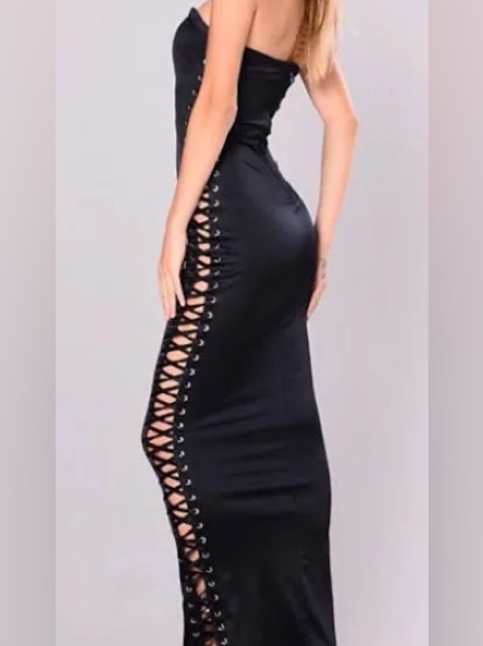 FASHION NOVA BodyCon Corsette Lace Up Maxi Dress-Midnight Blu/Blk-Sz.XS